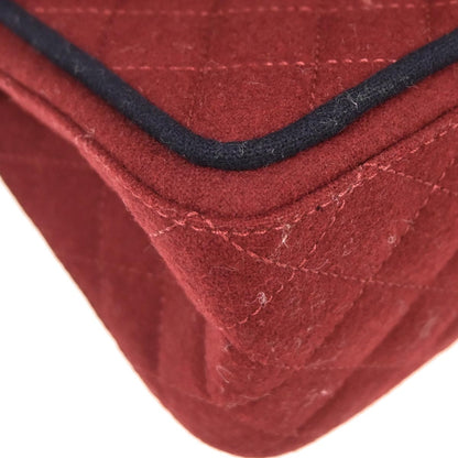 Chanel 2015-2016 Red Wool 2.55 Classic Double Flap Shoulder Bag