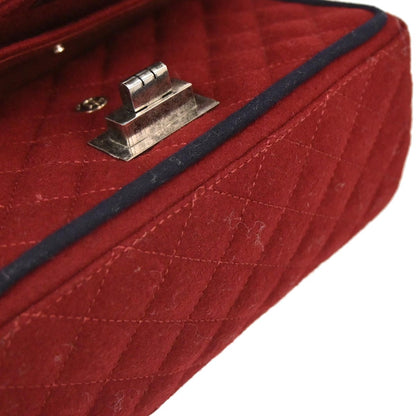 Chanel 2015-2016 Red Wool 2.55 Classic Double Flap Shoulder Bag