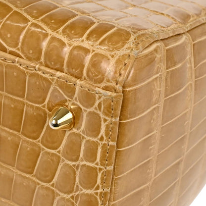 Christian Dior * Brown Crocodile Medium Lady Dior 2way Shoulder Handbag