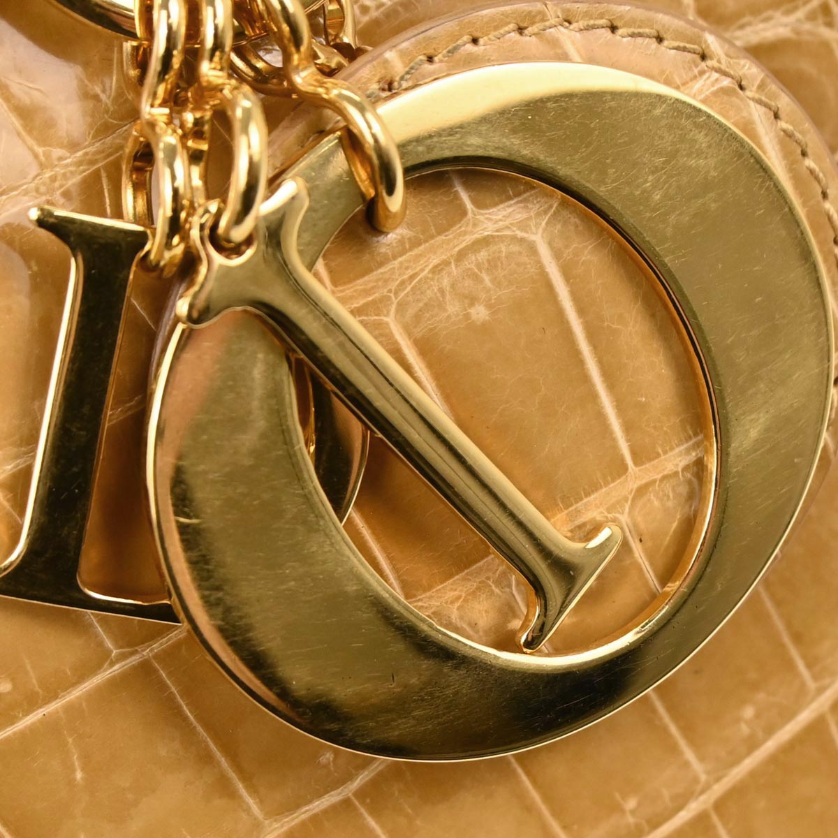 Christian Dior * Brown Crocodile Medium Lady Dior 2way Shoulder Handbag