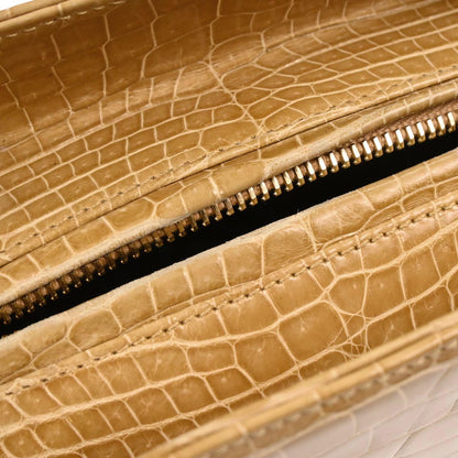 Christian Dior * Brown Crocodile Medium Lady Dior 2way Shoulder Handbag