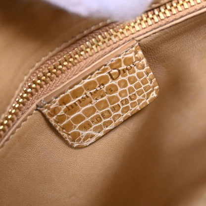 Christian Dior * Brown Crocodile Medium Lady Dior 2way Shoulder Handbag
