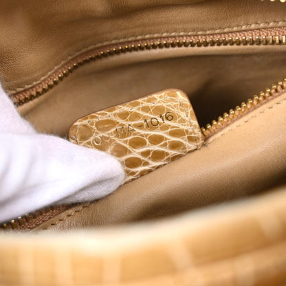 Christian Dior * Brown Crocodile Medium Lady Dior 2way Shoulder Handbag