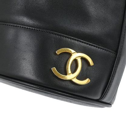 Chanel Black Lambskin Triple CC Drawstring Shoulder Bag