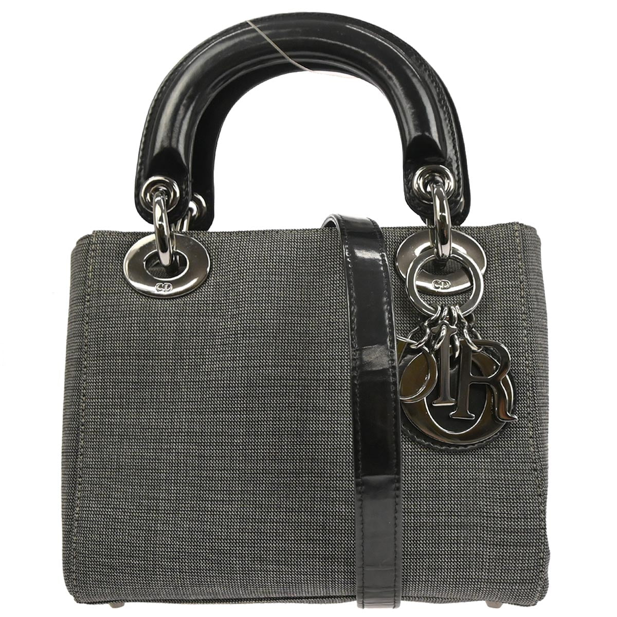 Christian Dior Gray Canvas Lady Dior 2way Shoulder Handbag