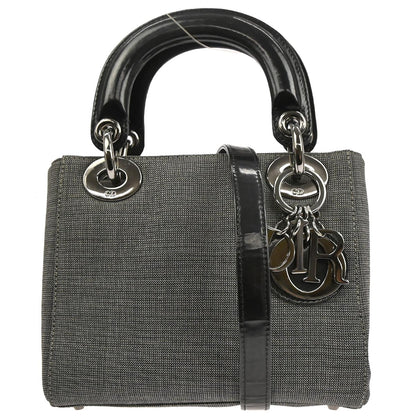 Christian Dior Gray Canvas Lady Dior 2way Shoulder Handbag
