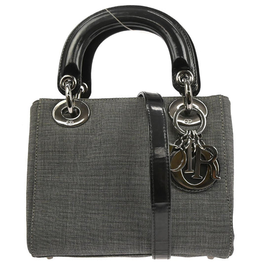 Christian Dior Gray Canvas Lady Dior 2way Shoulder Handbag