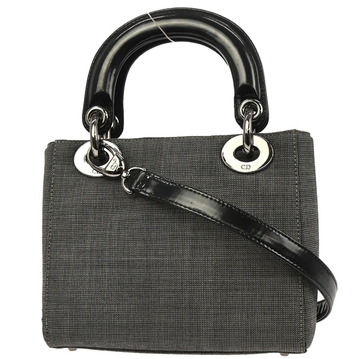 Christian Dior Gray Canvas Lady Dior 2way Shoulder Handbag