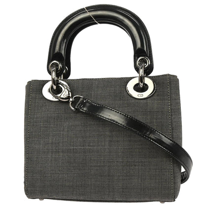 Christian Dior Gray Canvas Lady Dior 2way Shoulder Handbag