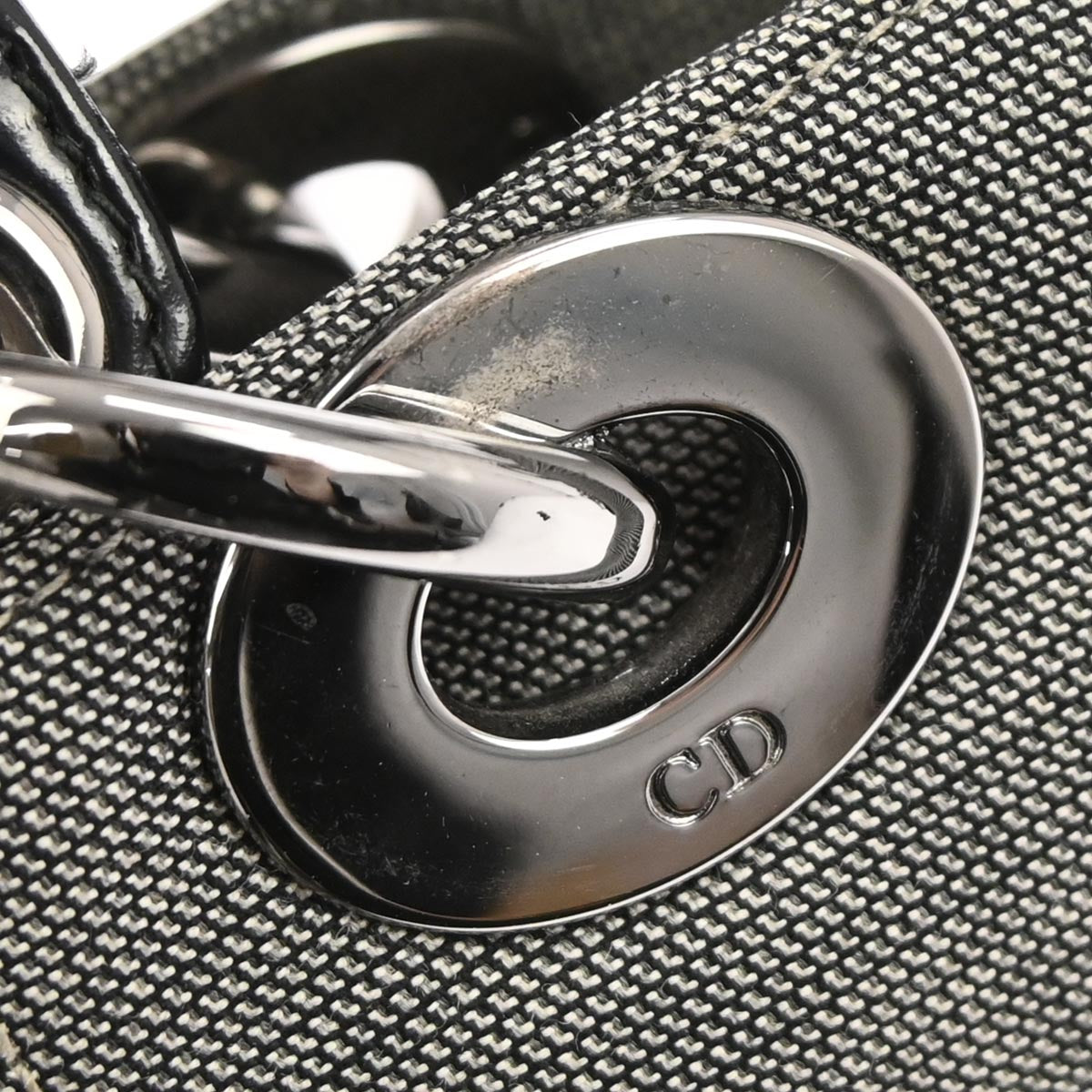 Christian Dior Gray Canvas Lady Dior 2way Shoulder Handbag