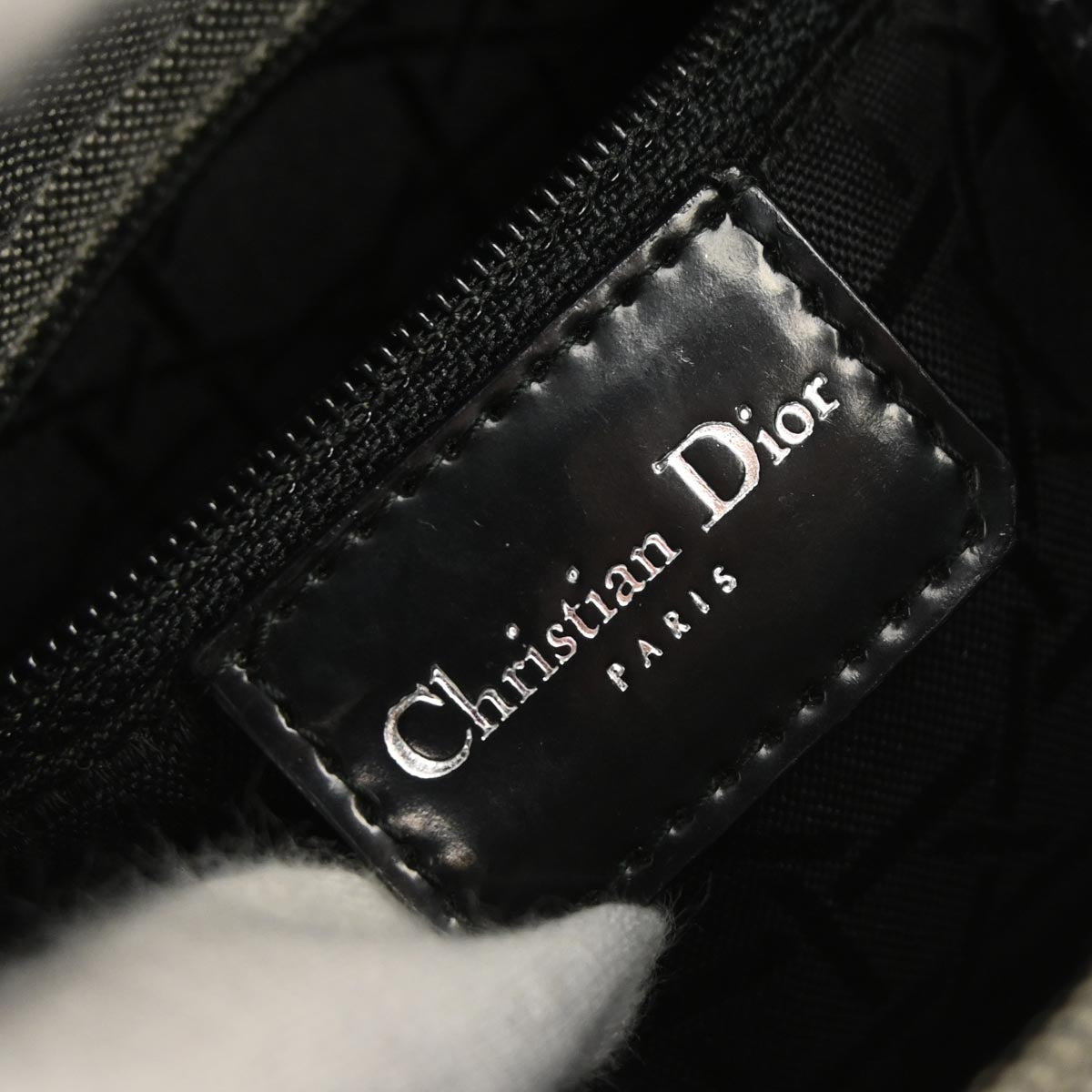 Christian Dior Gray Canvas Lady Dior 2way Shoulder Handbag