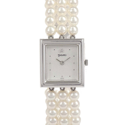 Tasaki Pearl Quartz 3-row Watch SS Diamond