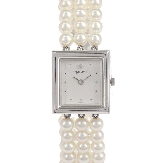 Tasaki Pearl Quartz 3-row Watch SS Diamond
