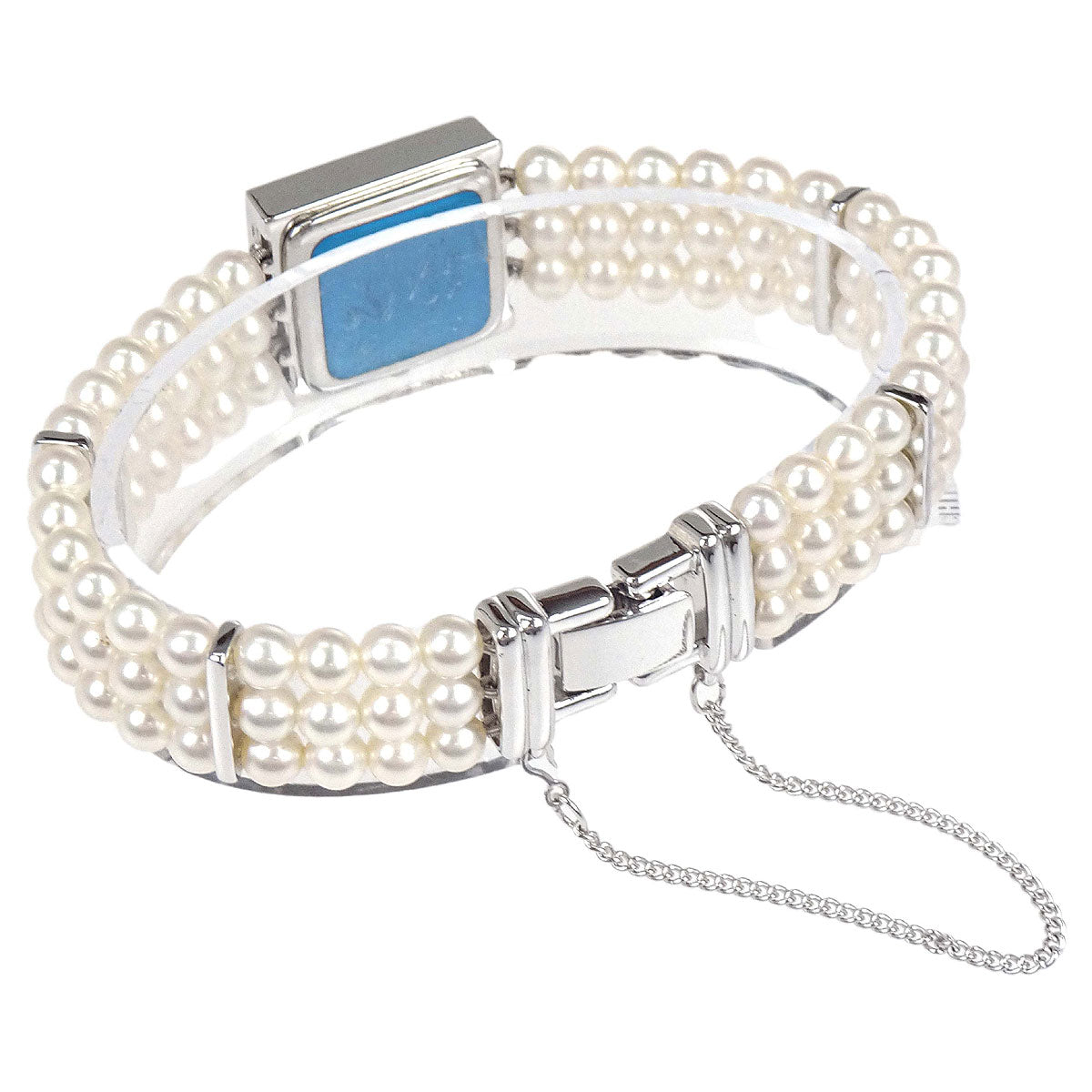 Tasaki Pearl Quartz 3-row Watch SS Diamond