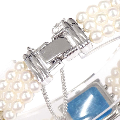 Tasaki Pearl Quartz 3-row Watch SS Diamond