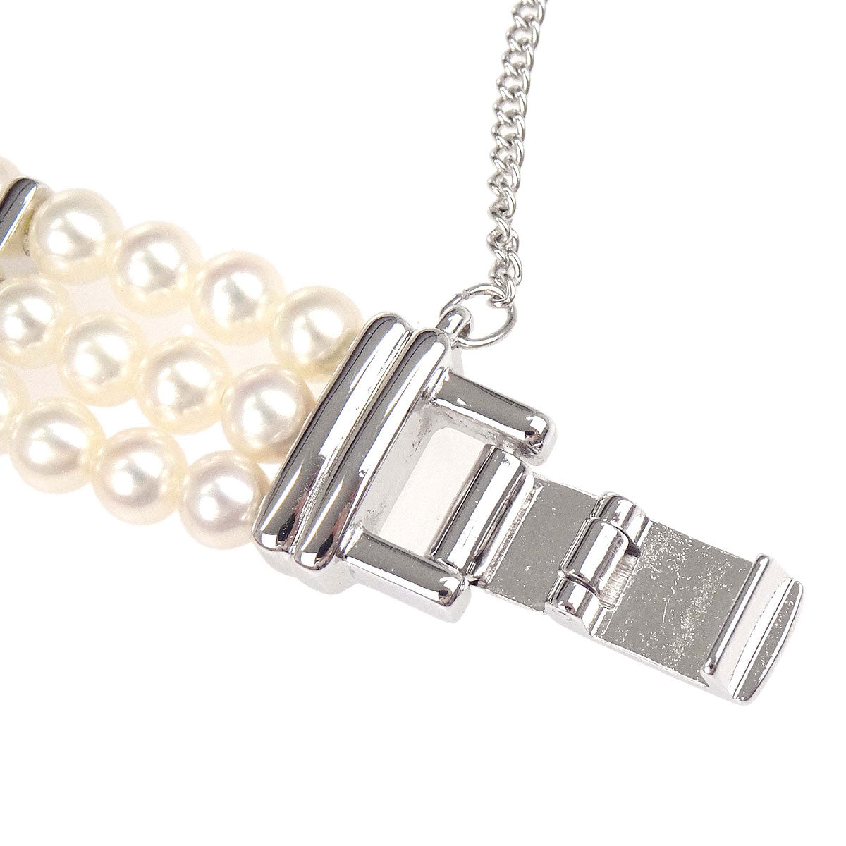 Tasaki Pearl Quartz 3-row Watch SS Diamond