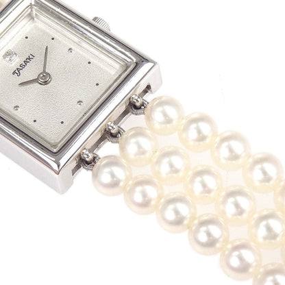 Tasaki Pearl Quartz 3-row Watch SS Diamond