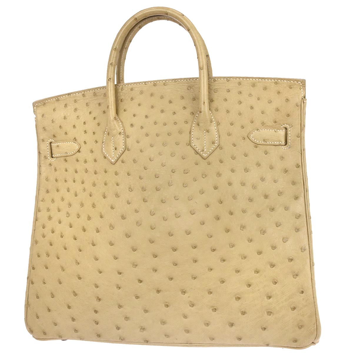 Hermes * Beige Ostrich Haut a Courroies 32 Handbag