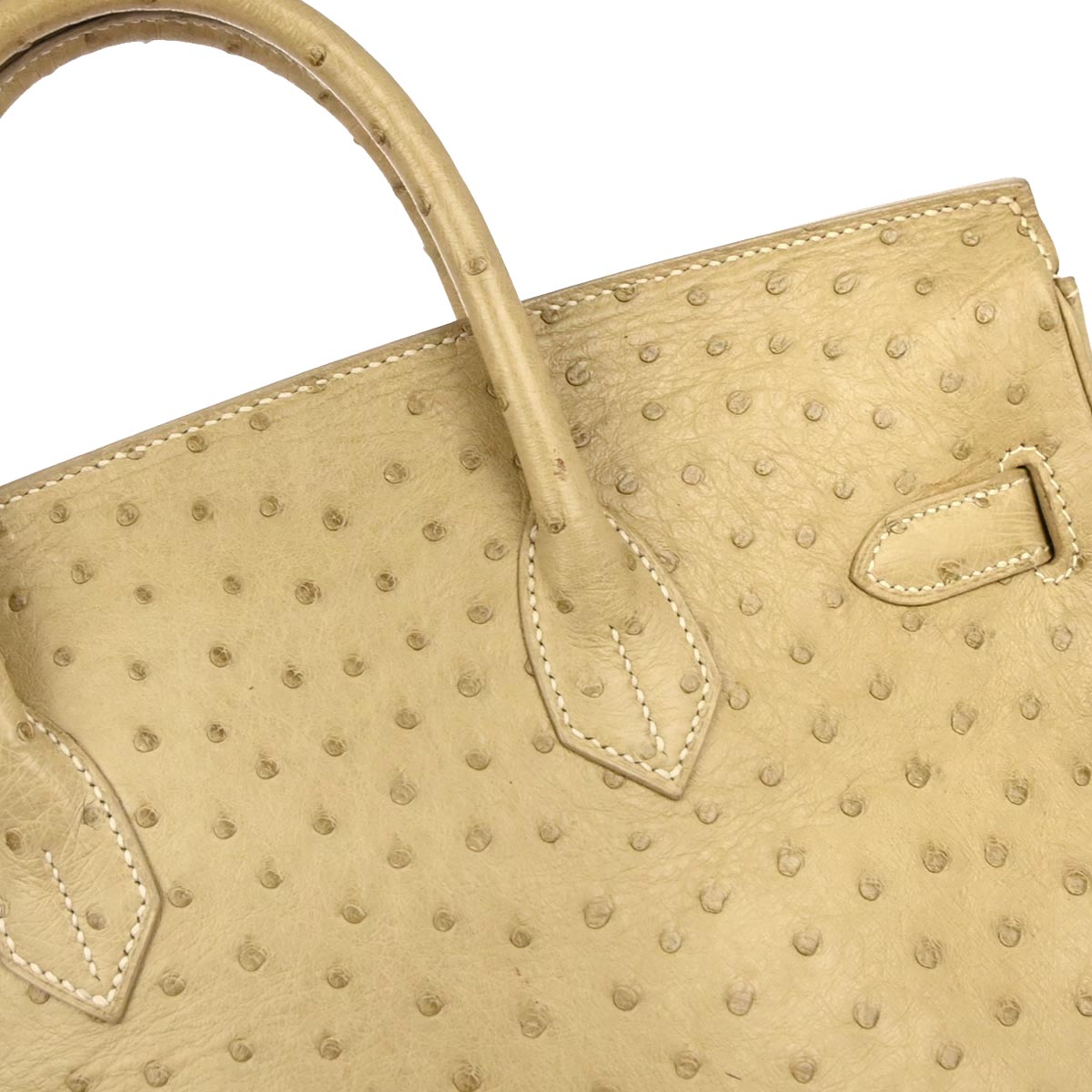 Hermes * Beige Ostrich Haut a Courroies 32 Handbag