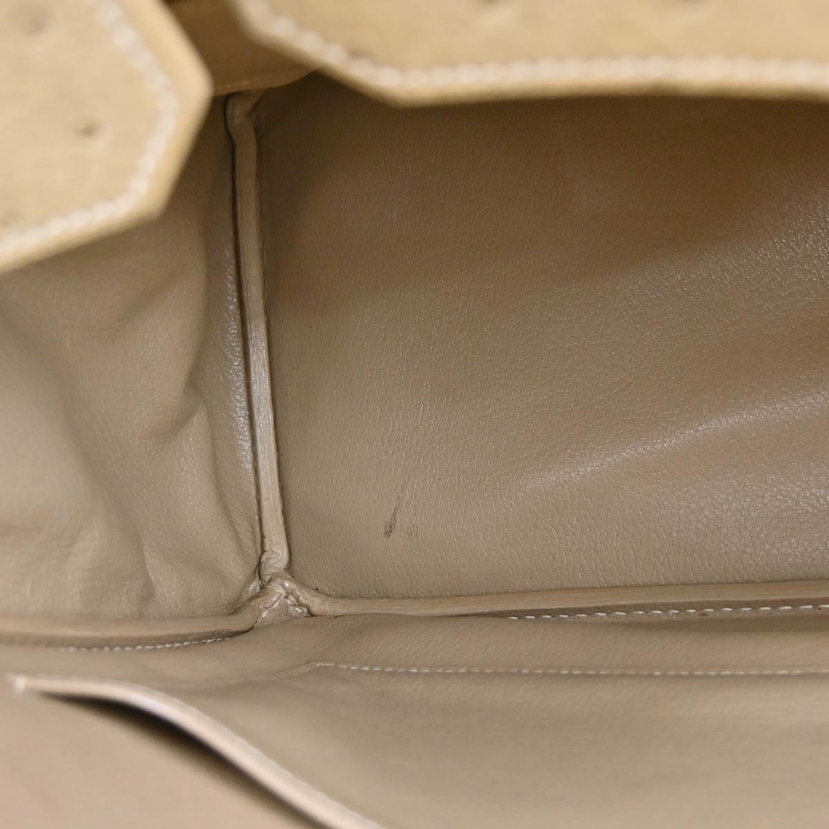Hermes * Beige Ostrich Haut a Courroies 32 Handbag