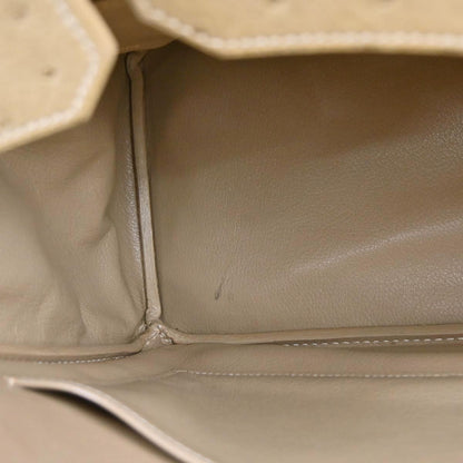 Hermes * Beige Ostrich Haut a Courroies 32 Handbag