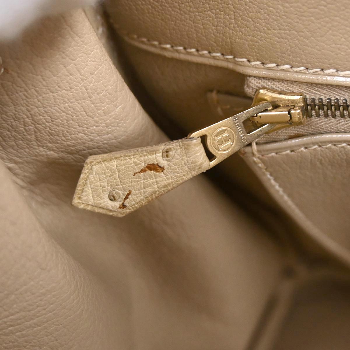 Hermes * Beige Ostrich Haut a Courroies 32 Handbag