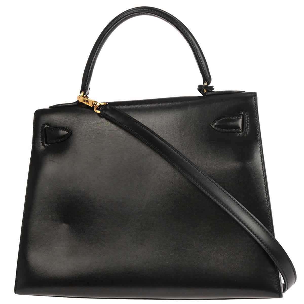 Hermes Black Box Calf Kelly 28 Sellier 2way Shoulder Handbag