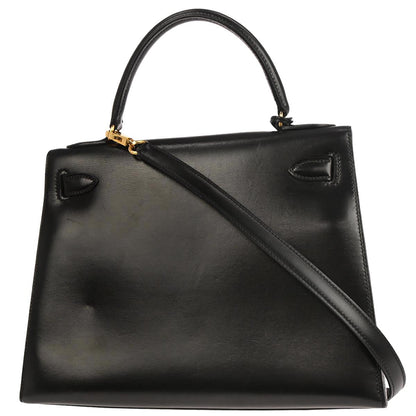 Hermes Black Box Calf Kelly 28 Sellier 2way Shoulder Handbag