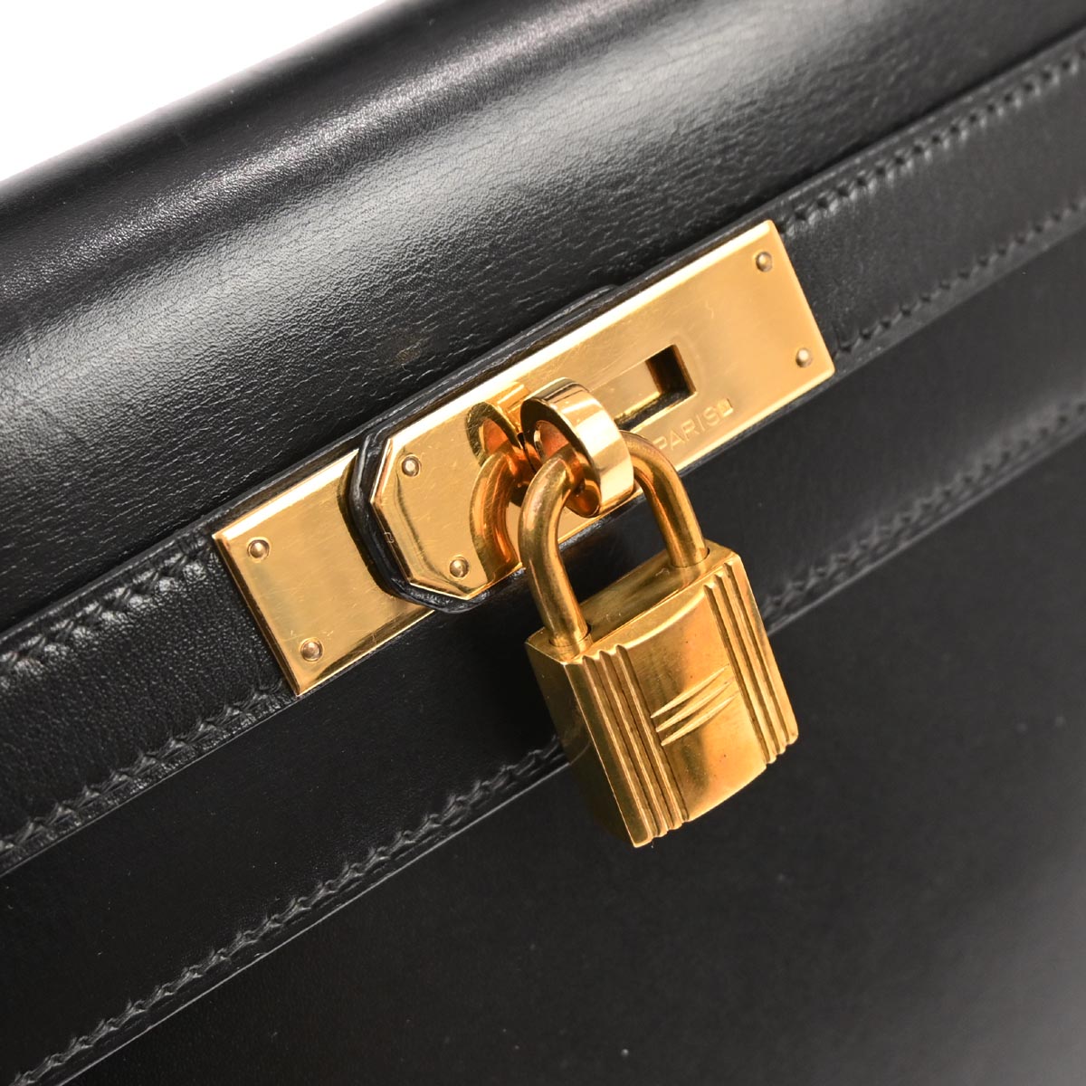 Hermes Black Box Calf Kelly 28 Sellier 2way Shoulder Handbag