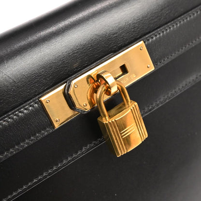 Hermes Black Box Calf Kelly 28 Sellier 2way Shoulder Handbag