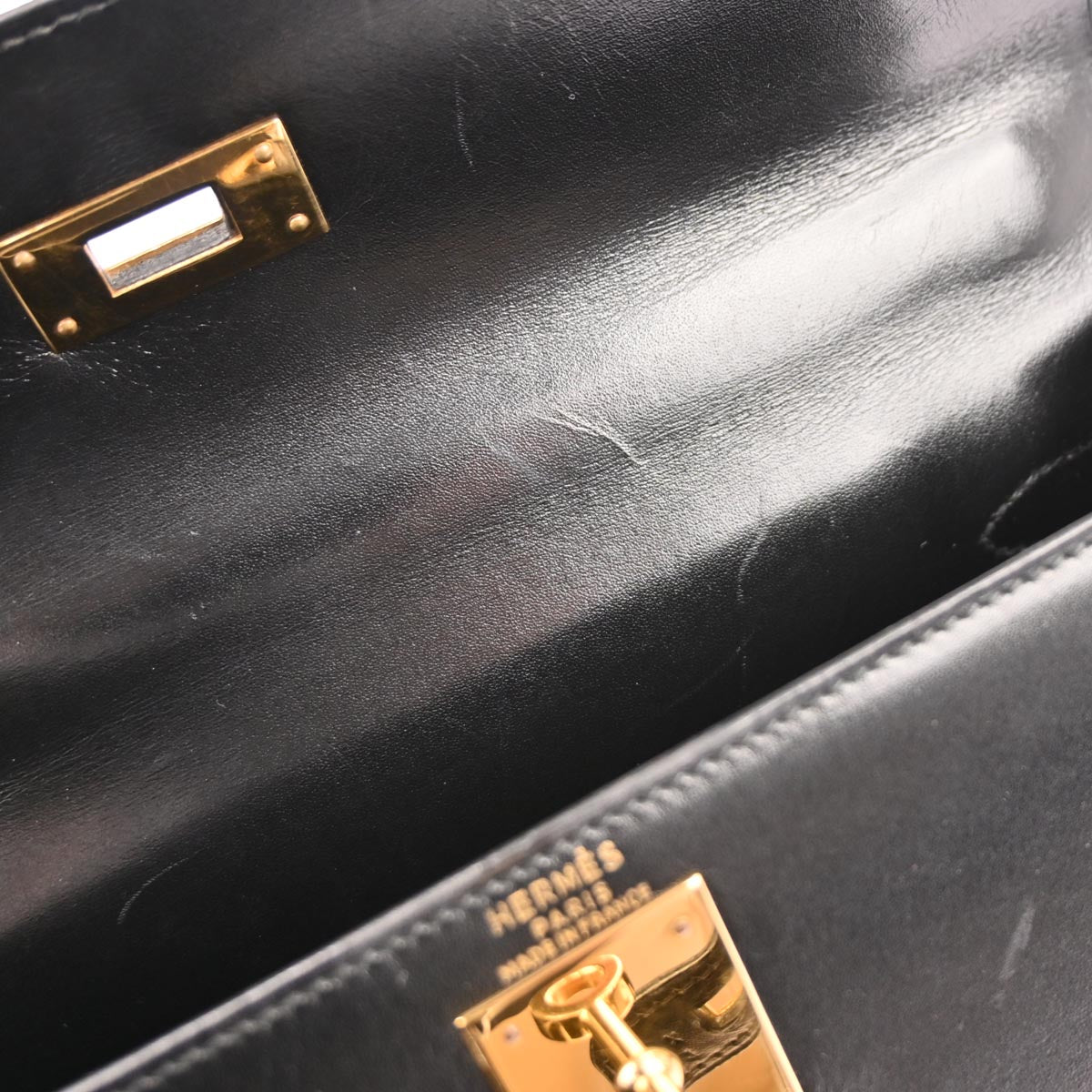 Hermes Black Box Calf Kelly 28 Sellier 2way Shoulder Handbag