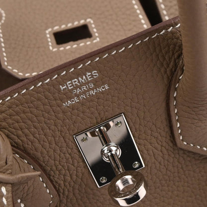 Hermes Etoupe Gray Togo Birkin 25 Handbag