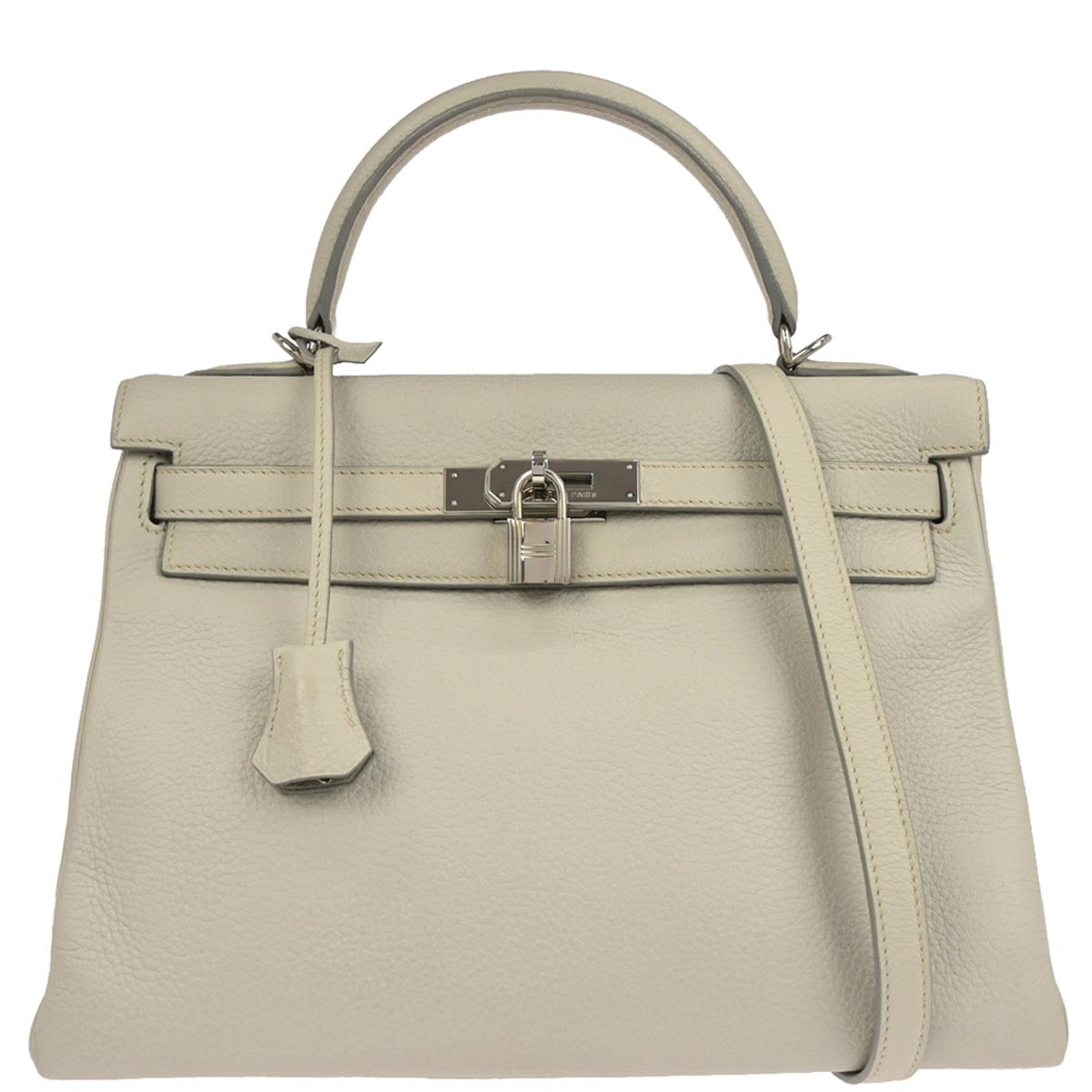 Hermes Light Gray Taurillon Clemence Kelly 32 Retourne 2way Shoulder Handbag