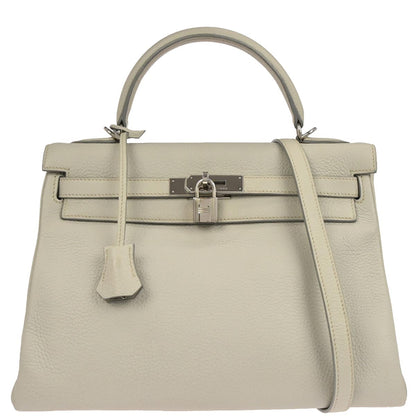 Hermes Light Gray Taurillon Clemence Kelly 32 Retourne 2way Shoulder Handbag