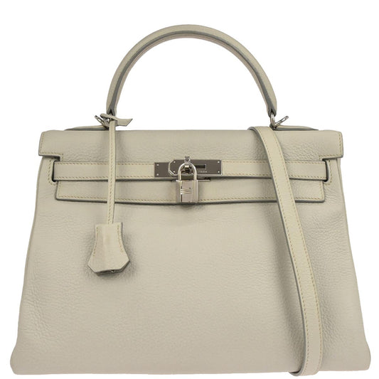 Hermes Light Gray Taurillon Clemence Kelly 32 Retourne 2way Shoulder Handbag