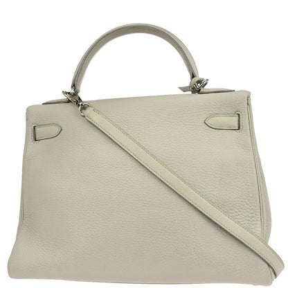 Hermes Light Gray Taurillon Clemence Kelly 32 Retourne 2way Shoulder Handbag