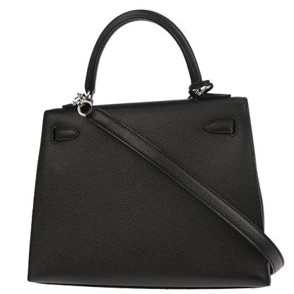 Hermes Black Epsom Kelly 25 Sellier 2way Shoulder Handbag