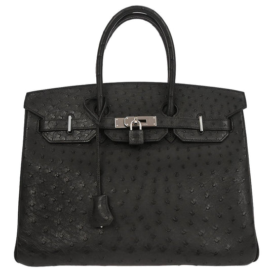 Hermes * Black Ostrich Birkin 35 Handbag