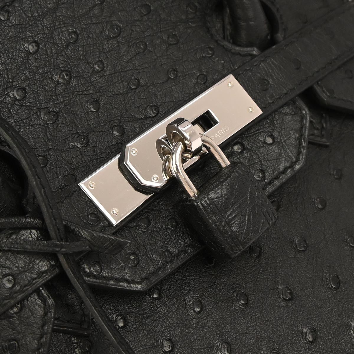 Hermes * Black Ostrich Birkin 35 Handbag