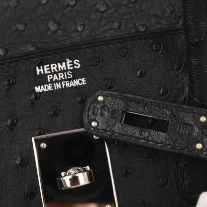 Hermes * Black Ostrich Birkin 35 Handbag