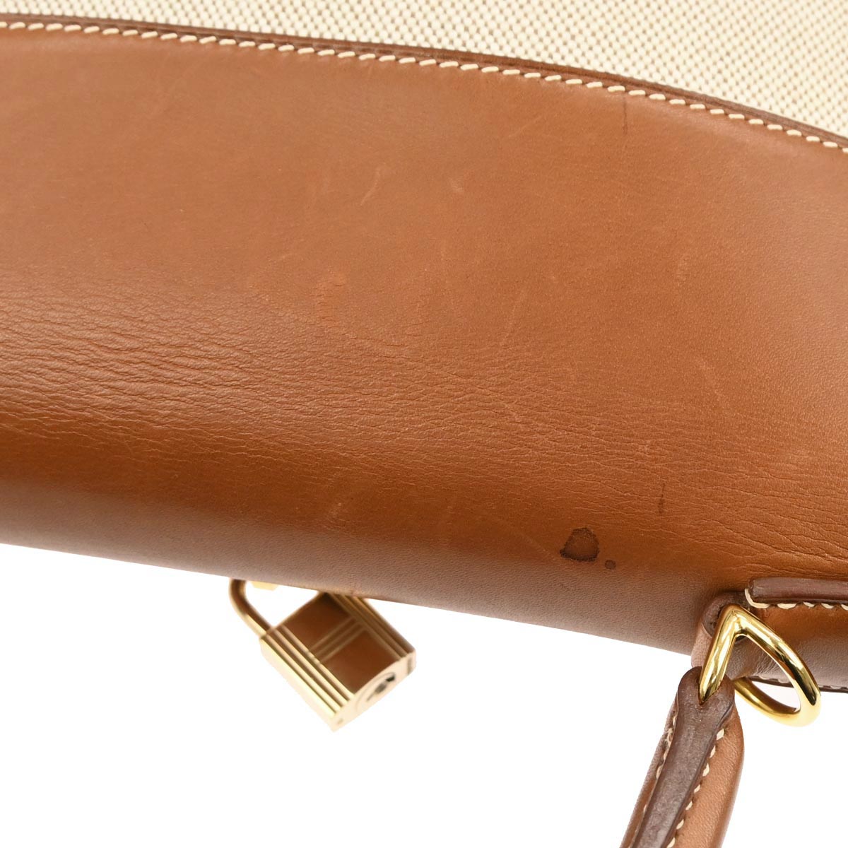 Hermes Gold Barenia Toile H Kelly 35 Retourne 2way Shoulder Handbag