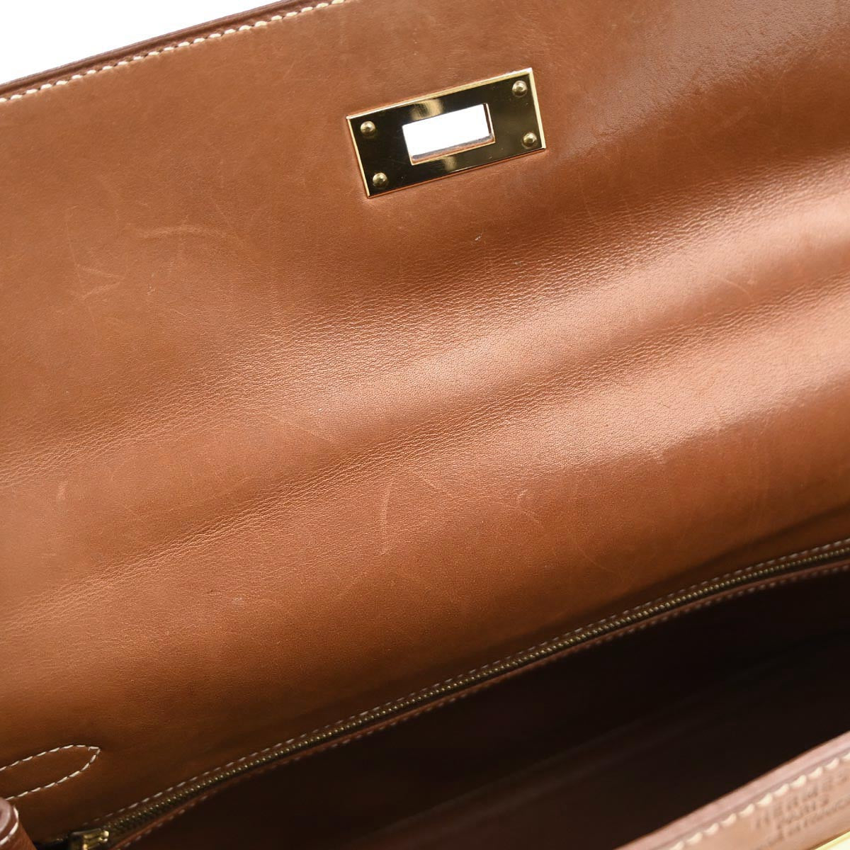 Hermes Gold Barenia Toile H Kelly 35 Retourne 2way Shoulder Handbag