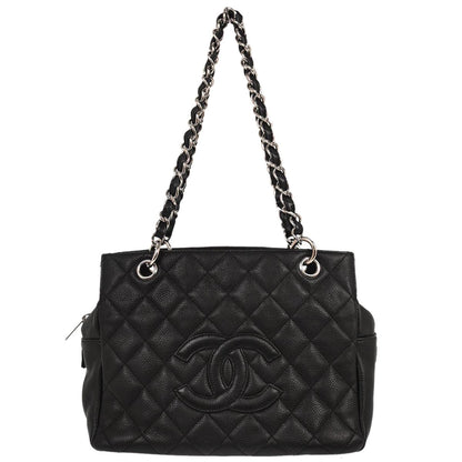 Chanel 2006-2008 Black Caviar Skin Petite Timeless Tote PTT Chain Handbag