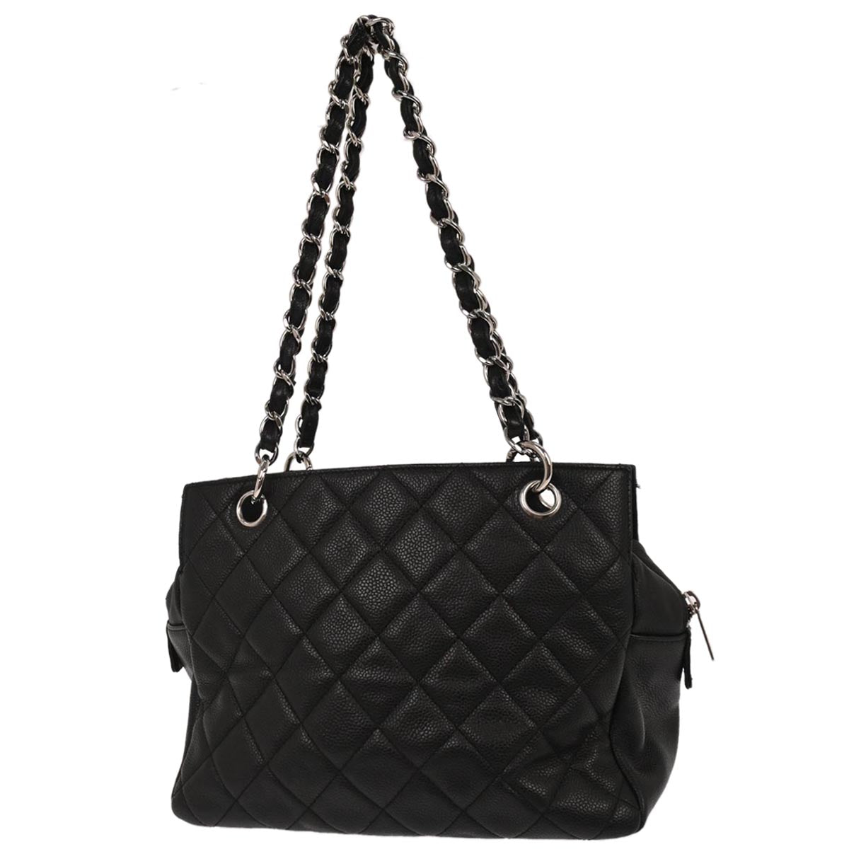 Chanel 2006-2008 Black Caviar Skin Petite Timeless Tote PTT Chain Handbag