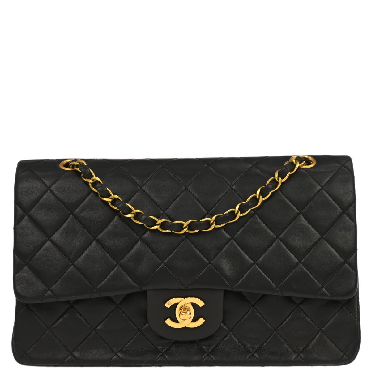 Chanel Black Lambskin Medium Classic Double Flap Shoulder Bag