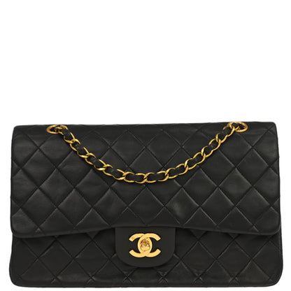 Chanel Black Lambskin Medium Classic Double Flap Shoulder Bag