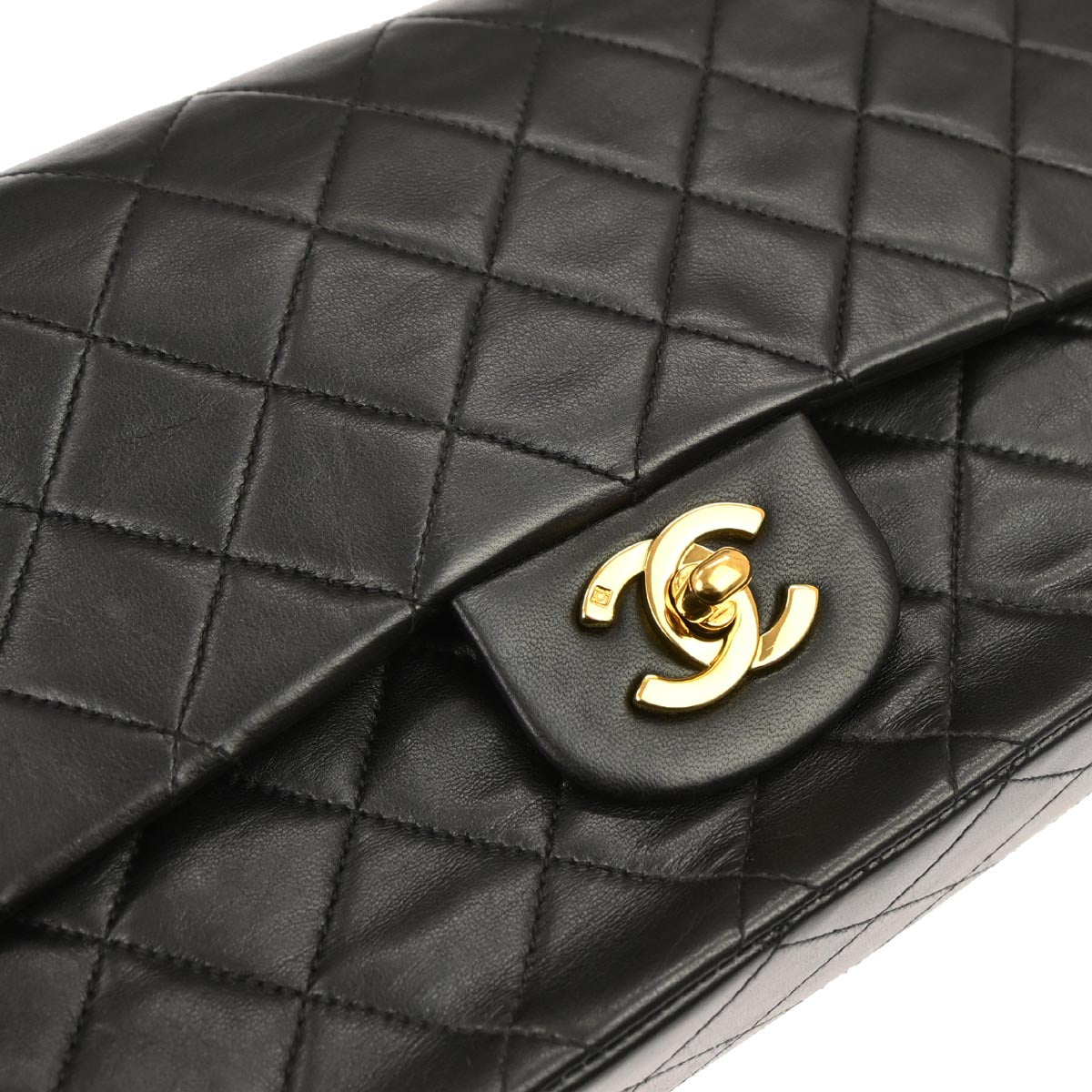 Chanel Black Lambskin Medium Classic Double Flap Shoulder Bag