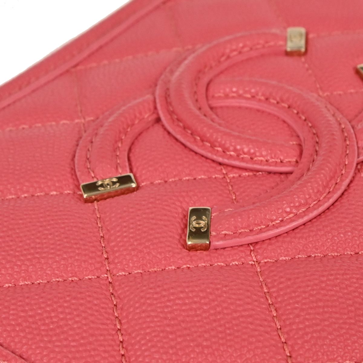 Chanel 2019 Pink Caviar Skin CC Filigree 2way Vanity Shoulder Handbag