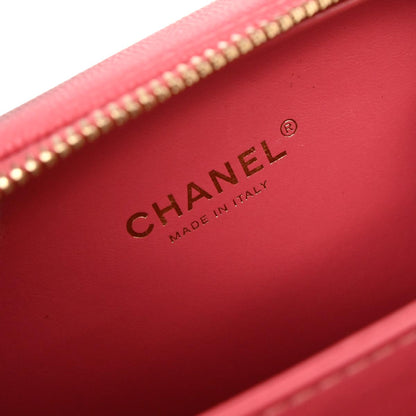Chanel 2019 Pink Caviar Skin CC Filigree 2way Vanity Shoulder Handbag