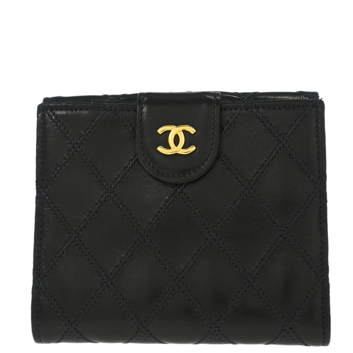 Chanel Black Lambskin Bicolore Wallet